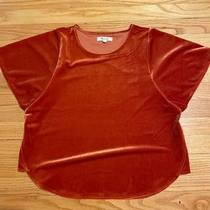 Madewell orange velvet shirt